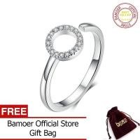 ราคา BAMOER แหวนนิ้วเรขาคณิตแบบปรับได้เรียบง่ายสำหรับผู้หญิงเงินแท้925ใส CZ ฟรีไซส์เครื่องประดับกลม SCR545 (757258669)