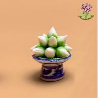 ราคา พานดอกบัว เซ็ตพานของไหว้ ดอกไม้ ดอกบัว งานดินปั้น ขนาดเล็ก (3878570424)
