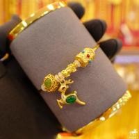 ราคา ข้อมือปี่เซียะทองคำแท้แพนโดร่า V 5 เกลียวทองเหลือง น้ำหนักทอง 0 1 0 15 กรัม ทองคำแท้ 99 99 24K ยาว 15 18 cm ปรับได้ (14835605378)