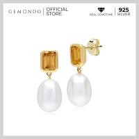 ราคา Gemondo ต่างหูระย้าเงินแท้ 925 ชุบทอง 18K ประดับซิทริน Citrine และไข่มุก Pearl ต่างหูพลอย ต่างหูพลอยเหลือง ต่างหูมุก (10927367707)
