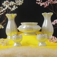 ราคา Set 5 ชิ้น ชุดบูชาหิ้งพระ เครื่องใช้โต๊ะหมู่บูชา กระถางธูปเซรามิค แจกันดอกไม้พระ แจกันเซรามิค เชิงเทียนหน้าพระ (3092716658)