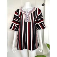 ราคา เสื้อคอวีแขนระบาย อก44 นิ้ว (19200175949)