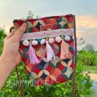 ราคา กระเป๋าผ้าทอ กระเป๋าสะพายแต่งพู่ ตกแต่งไม่ซ้ำแบบ กระเป๋าสะพายข้าง แฮนด์เมด handmade kapooklook ตกแต่ง (9583512983)
