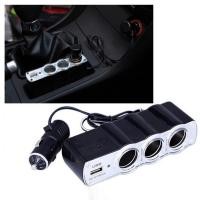 ราคา BKK AUTO ช่องเสียบที่ชาร์จในรถยนต์ Car Charger ช่องที่จุดบุหรี่ในรถยนต์ 3 ช่อง พร้อมช่อง USB 1 port Car Charger 5V 3 1A 15 5W (11786001458)