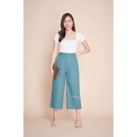 ราคา กางเกงผ้าลินิน5ส่วนทรงขากระบอกใหญ่เอวสูงทรงสวยใส่สบาย (19467600852)