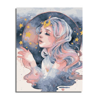 ราคา CaiHuiSi Diy Paint By Numbers 40 50cm ระบายสีตามเลข ภาพระบายสีตามตัวเลข ผ้าใบ Starry Girl Unframed สีโดยตัวเลขบนผ้าใบ Home Wall Decor Painting By Numbers (10043149176)