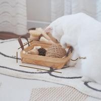 ราคา มีสายหนัง Woven basket with leather handle ตะกร้าไม้สาน ตะกร้าหวาย ตะกร้าสานทรงเหลี่ยม ถาดหวายสไตล์ญี่ปุ่น (19605035353)