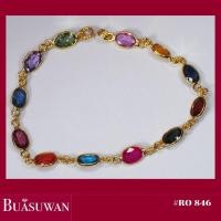 ราคา สร้อยข้อมือ ประดับด้วยพลอยแฟนซี ตัวเรือนทองคำแท้ 18K สร้อยข้อมือเป็นแบบผ่าหวาย สามารถสวมติดข้อมือได้ในทุกๆวัน การันตึ พลอยแท้ (18055538020)