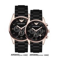 ราคา Emporio Armani Sportivo นาฬิกาข้อมือซิลิโคนสีดำ AR5905 ผู้ชาย AR5906 ผู้หญิง (17478540567)