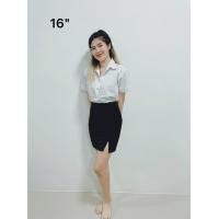 ราคา กระโปรงนักศึกษา ทรงเอ ผ้าฮานาโกะสีดำ ผ่าหน้า ยาว 14161820 ผ้าเนื้อดี ไม่บาง ใส่สบาย (17090248381)