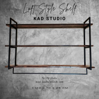 ราคา มีประกันสินค้า ชั้นวางของติดผนัง 3 ชั้น ยาว 120 ซม งานเหล็กสีขาว แผ่นไม้แท้สีโอ๊ค งานคุณภาพแบบวินเทจสไตล์ (13482485042)