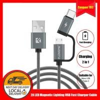 ราคา FLOVEME สายชาร์จแบต ชาร์จเร็ว QC3 0 2 8A Micro USB Cable Fast Charger Charging USB Type C Cable 2in1 Type C Cable (698028067)