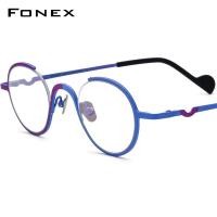 ราคา FONEX Titanium กรอบแว่นตาผู้ชาย Vintage รอบสายตาสั้นแว่นตาผู้หญิง2022ใหม่ Titan Retro แว่นตา F85745 (16592576772)