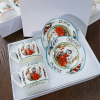 ราคา D New 2 X Cups and 2 X Saucers Set Ceramic Coffee Cup and Saucer Set Tea Cup European Family Cups Coffee Cup with Gif Box (10371947733)