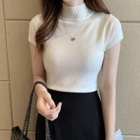 ราคา Shein เสื้อคอเต่า ไหมพรมคอเต่า เสื้อคอเต่า ผญ ผ้าไหมพรมยืด สไตร์สาวเกาหลี แขนสั้น คอกลม 473 (10173908829)