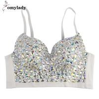 ราคา ผู้หญิงกลิตเตอร์เซ็กซี่ Top Party คริสต์มาสฮาโลวีนสีดำ Bralette Camis Rhinestone ตัดเพชรดันชุดชั้นในเดนิม (7903588452)