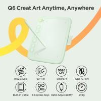 ราคา Ugee Q6 Green Digital Drawing Tablet for Android Phone Android Graphic Tablet Support Tilt Function 8192 Pressure Levels Drawing Pad with Battery Free Pen (21101471190)