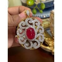 ราคา พร้อมส่ง จี้เพชรพลอยแดงทับทิม หุ้มทอง ลายสวยใส่ทน (15726777104)