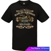 ราคา Harley Davidson เสื้อยืดกีฬา Harley Davidson Military Mens Graphic Short Sleeve Crew Neck T Shirt Overseas Tour War Bike Harley Davidson Short sleeve T shirts (9684222340)