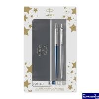 ราคา Parker ปากกาลูกลื่น แพ็คคู่ 2 ด้าม เส้น 0 7mm หมึกสีน้ำเงิน Jotter Duo Gift Set ฟรี สลักชื่อ ห่อของขวัญ (20541787373)