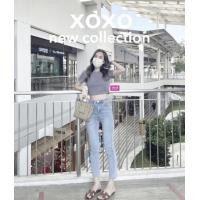 ราคา รุ่น717 กางเกงยีนส์สีอ่อน ซีด ทรงบอยสลิมสไตล์เกาหลี ยีนส์นำเข้าสวยๆ ป้ายxoxo (17291420783)