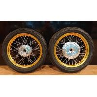 ราคา ชุดล้อทองขอบ 14 นิ้ว พร้อมยางนอกลายไฟ ยางใน 1 40x141 60x14 ดุมกระจก ใส่ Click 125i (21173983630)