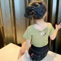 ราคา oKME เสื้อเด็กหญิง6 7 เสื้อยืดเด็กหญิงเปิดหลังผูกโบว์ฤดูร้อน เสื้อยืดแฟชั่นสาวไขว้หลังสีลูกกวาดสวย ๆ เสื้อครอปผ้ายืดทรงสลิมสไตล์สาวเกาหลี (18804619092)