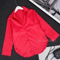 ราคา เสื้อเชิ้ต lll Freesize lll TUM013 คอวี แขนยาว เย็บสกัดหน้าอก ผ้าซาร่า ผ้าเงา หนา สวย (12400079647)