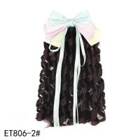 ราคา เด็กผมหางม้าคลิปกับโบว์สังเคราะห์สีดำเจ้าหญิงหยิกวิกผมHairpiecesสำหรับเด็กค่ำพรรคหัวหน้าสวมประดับ (16298700547)