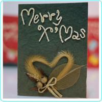 ราคา การ์ด Merry Xmas ลายใบไม้แห้งรูปหัวใจ สีแดง ขนาด L handmade diy งานฝีมือ กระดาษสา เทศกาล (5171016947)