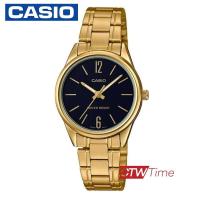 ราคา Casio Standard นาฬิกาข้อมือผู้หญิง สแตนเลสแท้ รุ่น LTP V005G 1BUDF สีทอง หน้าดำ (2301738710)