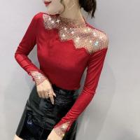 ราคา เสื้อตัวในติดเพชรงานยากแฟชั่นแบบใหม่ปี2023สำหรับฤดูใบไม้ผลิและฤดูใบไม้ร่วงสไตล์ยุโรปเสื้อท่อนบนผู้หญิงเสื้อยืดแขนยาวเข้ารูปสไตล์ตะวันตก (11078235673)