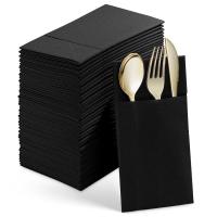 ราคา 50PCS Disposable Dinner Napkins with Built in Flatware PocketPrefolded Cloth Like Paper Napkins for Wedding Party (20980621867)