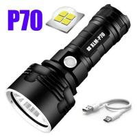 ราคา ไฟฉายแรงสูง XLM P70 L2 ไฟฉายLED พร้อมแบตตารี่ 26650 USB สว่างมาก กันน้ำ กันน้ำ ไฟฉายความสว่างสูง 26650 Battery Li ion ชาร์จไฟได้ (6214560949)