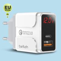 ราคา Twitch LEDดิจิตอลจอแสดงผลQC 3 0 ชาร์จโทรศัพท์USB Wall Chargeพอร์ตUSB Type C PD Chargerอะแดปเตอร์สำหรับIphone Samsung Huawei Quick Charge 3 0 ชาร์จโทรศัพท์มือถือAdapterสีดำ สีขาวUK US EU (3049906130)