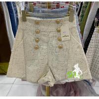 ราคา กางเกงขาสั้นเอวสูง แต่งกระดุมทอง 2แถว (15747075967)