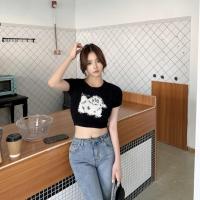 ราคา Cici A1272 1 เสื้อครอปแขนสั้น ขนมิ้งลายหมาขนปุย (16795688408)