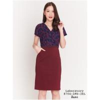 ราคา Laboratory 8704 2 ชุดทำงาน ชุดไปงาน เดรสคอวีทรงป้ายเนื้อผ้าลูกไม้อัดกาวพิมพ์โค๊ด WBFGJM ลดเพิ่ม 150 (16408308930)
