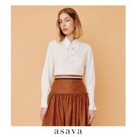 ราคา asava aw22 Asava signature shirt เสื้อเชิ้ตผู้หญิง แขนยาว ปกแหลม เย็บกดสลับสี กระดุมหน้า (16890943206)