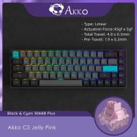 ราคา Akko ไร้สายบลูทูธ LED Hot Swap คีย์บอร์ดเกมกลสีดำและสีฟ้า3068B บวกหลายโหมดสาย RGB Keeb กับ PBT ปุ่มกดสองครั้ง (15817259780)