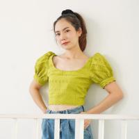 ราคา weerin dolly crop เสื้อครอปลูกไม้แขนตุ๊กตา สีเขียว (1289284820)