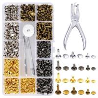 ราคา 360 Sets Double Cap Rivet Leather Studs with Punching Plier for Leather Craft Repairs Decoration 3 Sizes and 4 Colors (15551885000)