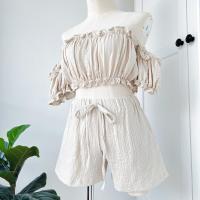 ราคา Jilalin bkk Puffy set ชุดเซตปาดไหล่ กางเกงขาสั้น เสื้อปาดไหล่ กางเกงขาสั้น ผ้าcottonอัดย่น (15604528812)