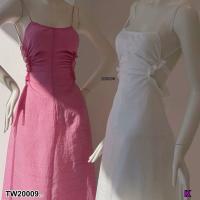 ราคา TW20009 เดรสยาวสายเดี่ยว ช่วงเอวเว้าไปถึงด้านหลัง ผูกโบว์ (20647352999)