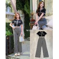 ราคา WILA Brand WL015 ชุดเซต 2 ชิ้น เสื้อครอปคอกลมแขนสั้น แมทช์กับ กางเกงขายาวผ้าทอ (20624162711)