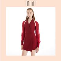 ราคา MILIN Halter neck wrap dress with detachable long sleeves เดรสสั้นทรงคล้องค่อแต่งแขนยาว Company Dress (16827481420)