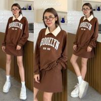 ราคา เซทเสื้อคอกลมแต่งปก ทรงแขนยาวสไตล์ sweater มาพร้อมกับกระโปรงสั้นทรงสอบ ชุดเซต ชุดเซ็ท Yunaka (21069451302)
