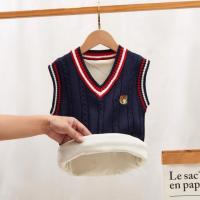 ราคา เสื้อไหมพรมคอวีแขนกุดสำหรับเด็กวัยกลางและวัยโตแบบใหม่ฤดูใบไม้ผลิและฤดูใบไม้ร่วงเสื้อกั๊กชุดเด็กเสื้อไหมพรมผ้าถักผ้าฝ้ายแท้เสื้อตัวนอกเสื้อกั๊ก (20468260576)