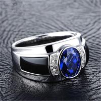 ราคา Tanzanite Sapphire Platinum Men Women Fashion Jewelry Blue Crystal Diamond Silver Titanium Rings Cincin (9170549604)