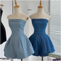ราคา TW18913 Jumpsuit จั้มสูทยีนส์ เกาะอก ขาสั้น (20357792401)